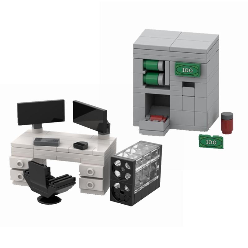 City Office Table Vending Machine ATM Closestool Set Accessories Building Blocks Kids Toys for Children MOC City Kids Gifts
