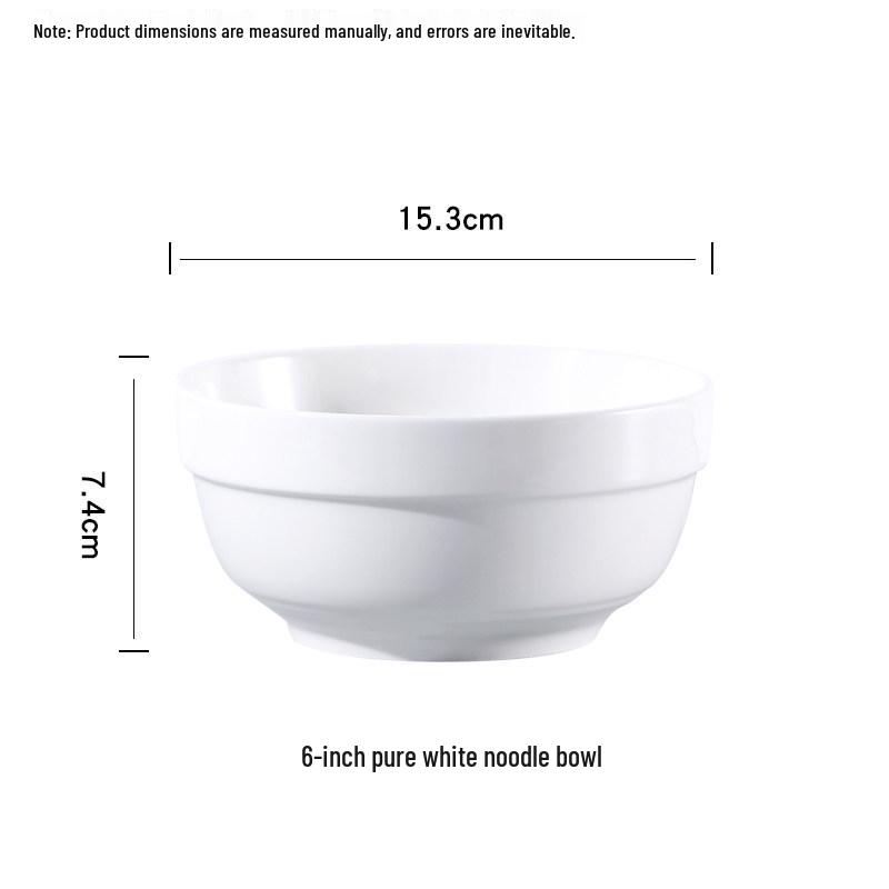

2 Creative White Ceramic Bowls for Rice, Noodles, and Soup - Large, Diamond Design