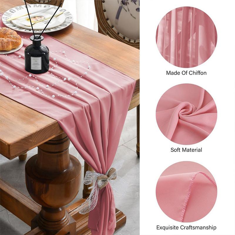 Chiffon Table Runner Sheer Fabric Silk Wedding Arch Overlay Draping  Bridal Shower Party Festival Baby Home Christmas Decoration