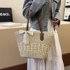 Yogodlns Summer Straw Woven Large Capacity Seaside Tote Bag Women's Basket New Beach Bag Shoulder Underarm Handbag