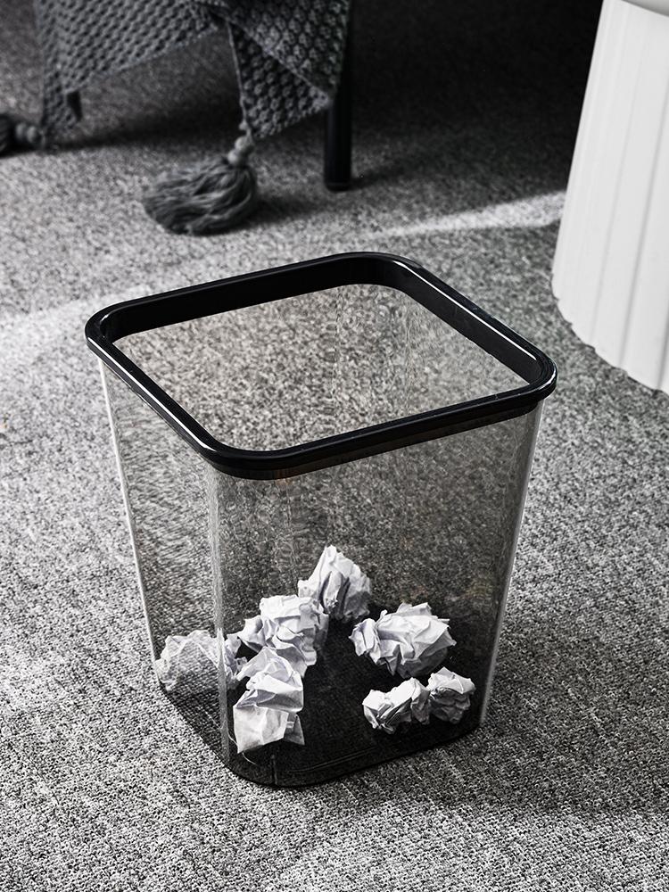 Light Luxury Waste Bins Home Living Room with Cover Bedroom Toilet Living Room Dormitory Desktop Transparent Acrylic Trash Can