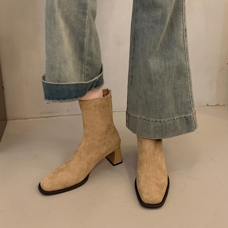 Fashion Autumn Winter Fashion Thick Heel Women Ankle Boots Fashion Back Zipper Shoes Vintage Modern Short Booties