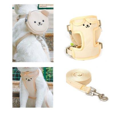 PPL Pet Dog Teddy Bear Backpack Harness Leash Set, Beige