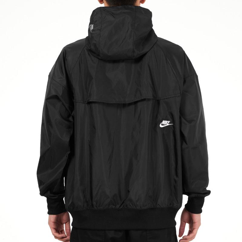 Nike Embroidered Logo Sportswear Woven Hooded Jacket Men Outerwear Black DM7924-010