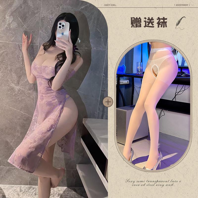 Sex Underwear Sex New Sense Lace Dress Uniform Purple Dress Pure Desire Pajama Set