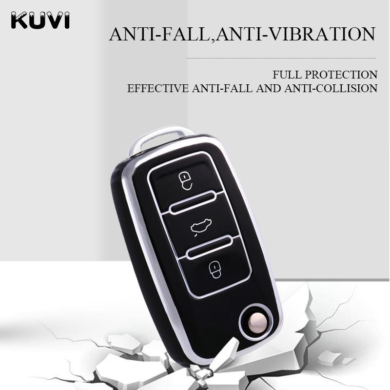 Tpu Car Flip Key Case Cover Shell For Volkswagen Vw Polo Golf Passat Tiguan Beetle Caddy T5 Up Eos Skoda Octavia Seat Leon Altea