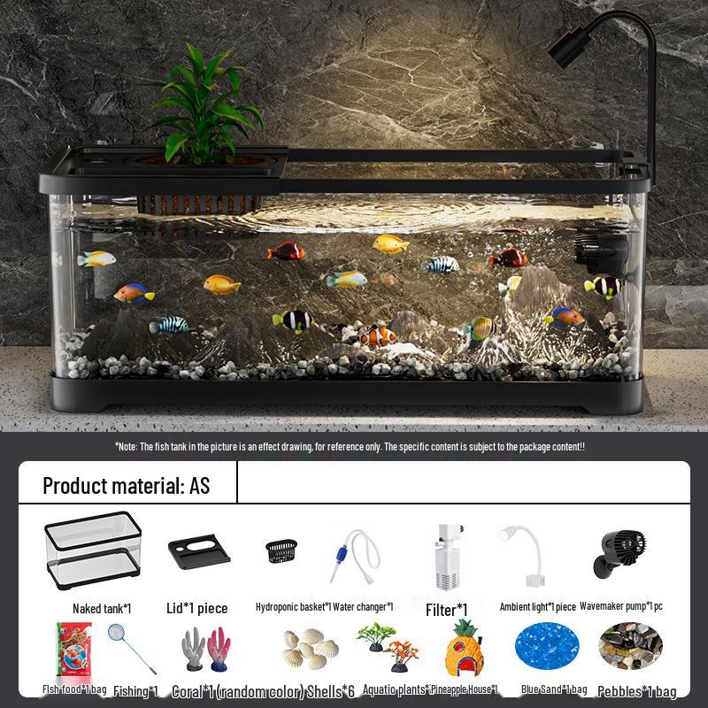 Living Room Ecological Fish Tank with Oxygenation and Wave-Making Features