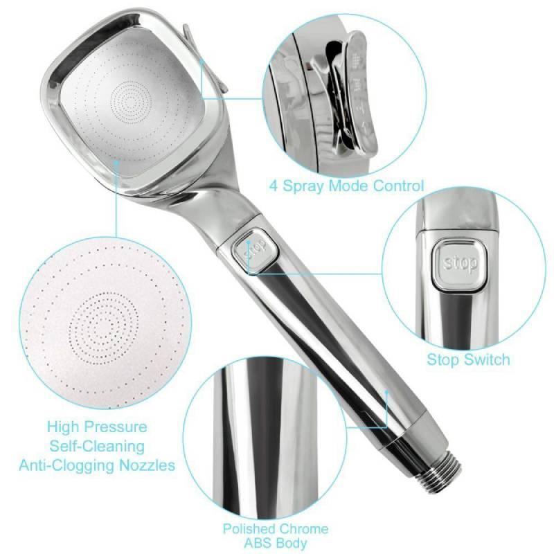 Supercharged Shower Head Set, Stainless Steel Material, Rainfall Function, Four Gear Adjustment