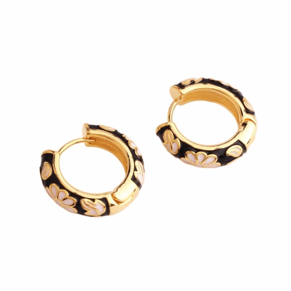 Traditional Flower Enamel Ear Rings Chinese Glaze Ear Jewelry Chinese Style Earrings  Jewelry