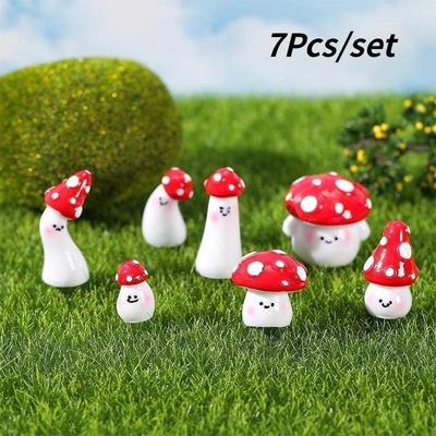 7 Adet Yaratıcı Mini Mantar Yosun Mikro Peyzaj Dekorasyonu Sukulent Bitki Çiçek Dekorasyonu ile Takı