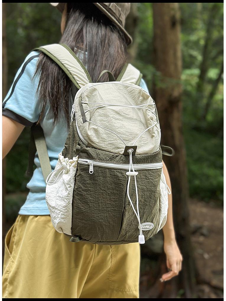 Color Block Outdoor Backpack Lightweight Retro Travel Bag for Hiking, Mountaineering, Picnic, and School - Women's Small Backpack