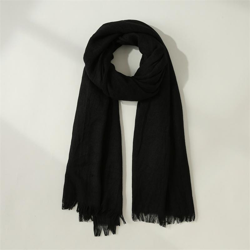 Sweet Solid Color Scarf Women's 2025 New Fashion Warm Medium and Long Decorative Wear Scarf Shawl