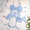 New Fashion Lingerie Lace Cross Mesh Pleated Fishbone Sexy Lingerie Sets