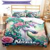 3pcs Custom Name Unicorn Bedding Set Duvet Cover Closure Includes 1 Duvet Cover & 2 Pillowcases, Soft and Comfortable for All Seasons.