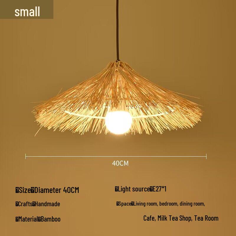 Bamboo Weaving Straw Hat Chandelier - Southeast Asian Wabi-Sabi Style Rattan Lampshade for Farmhouse Decor.