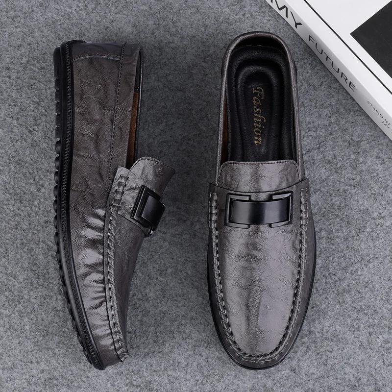 Fashion High-quality Punching Loafers Leather Mens Shoes Dress Shoes Slip-on Formal Shoes Male Wedding Flats Casual Business Footwear