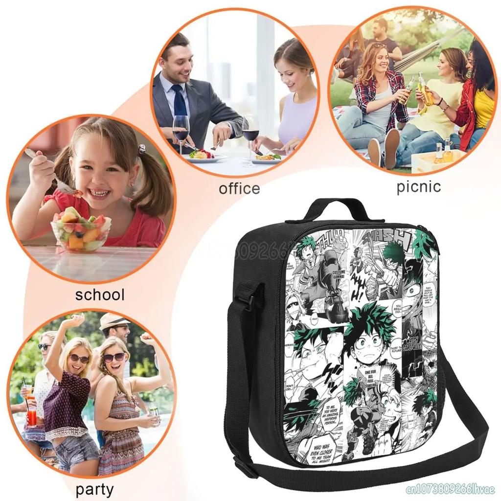 My Hero Academia Anime Manga Torba na Lunch dla Dzieci Izolowany Lunchbox Przenośna Termiczna Torba Chłodząca dla Chłopców Dziewczynek Szkoła Piknik