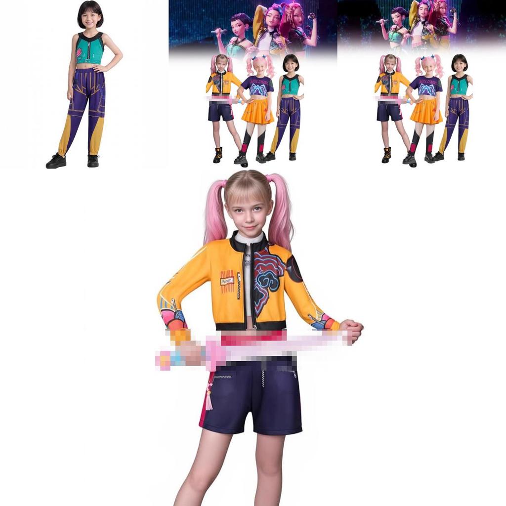 Kpop Demon Hunters Rumi Mira Zoey Cosplay Dress For Kids Halloween Party Costumes