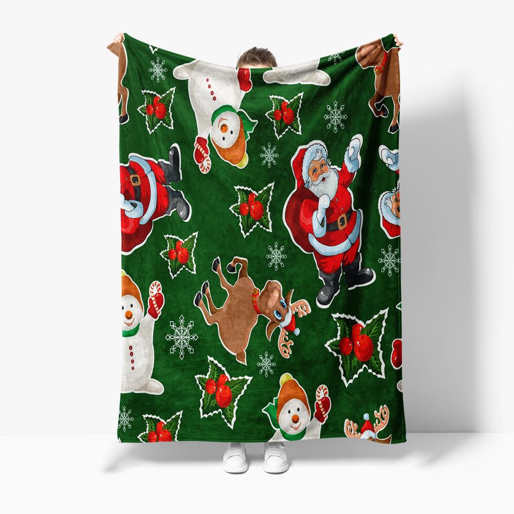 TU Festive Christmas Throw Blanket Cozy Reversible Plush Sherpa Fleece Blanket Holiday Home Decor Gift Warm Soft Throw