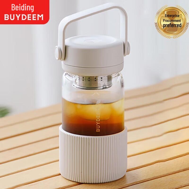 Buydeem 360ml High-Temperature Glass Tea Infuser Portable Cup