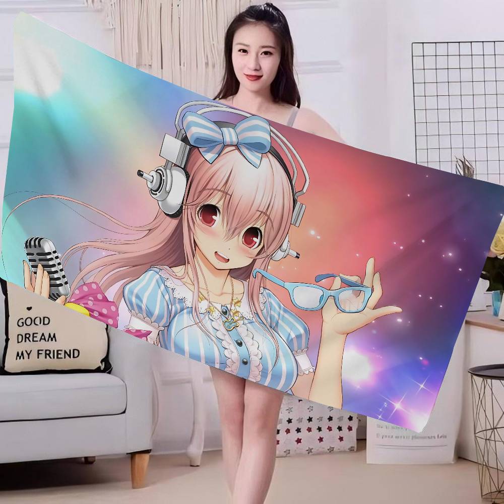 Anime S-Super S-Sonico Musical Girl Bath Towel Microfiber Soft Water Absorbing Breathable For Girl Kids Decorative Beach Towel