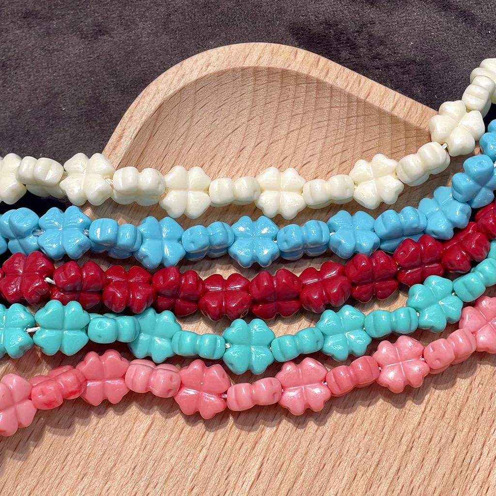1 Strand Shell Powder Clover Beads 10×10mm, 40Pcs Four Leaf Clover Beads For DIY Bracelet Necklace Jewelry Gifts
