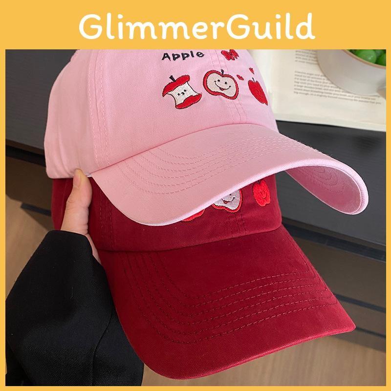 Cute Baseball Red Hat With Apple Embroidery Ideal For Spring Outfits For Women