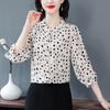 M-4XL Print Chiffon Shirt Women's Top Spring Autumn New Fashion Age Reducing Temperament 3/4 Sleeve Bottoming Blouse