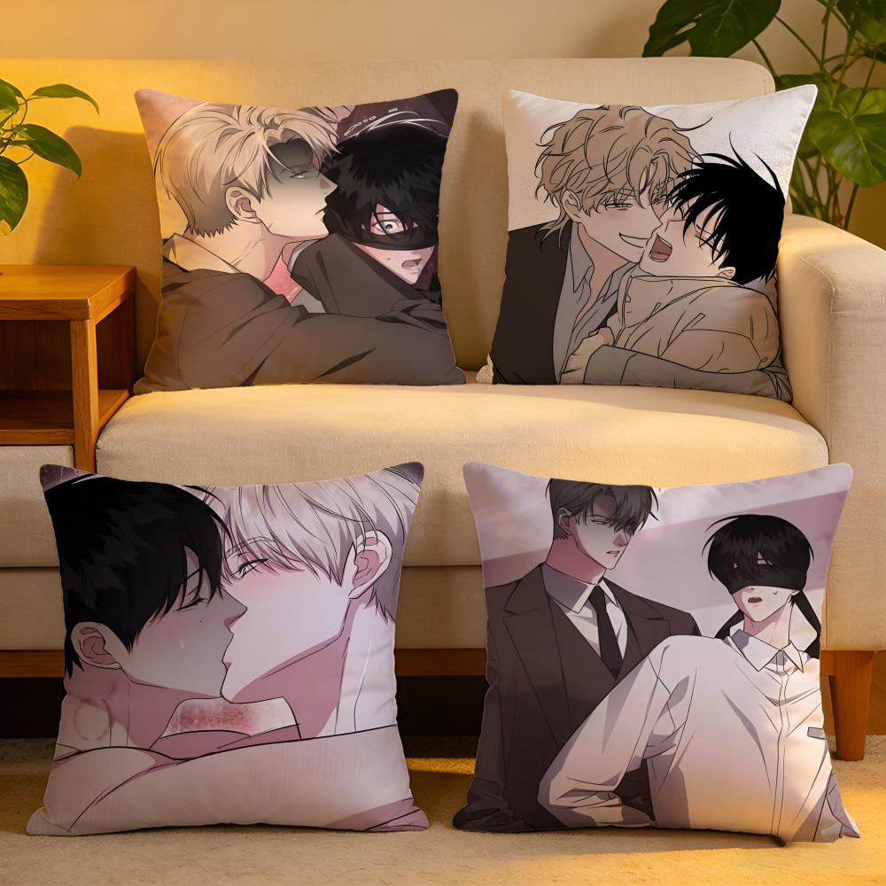 Cushion Cover Linen SkinFriendly Soft Decorative Case For Sofa Home Decor BL Anime Yaoi Loving Cartoon Pillow Cover