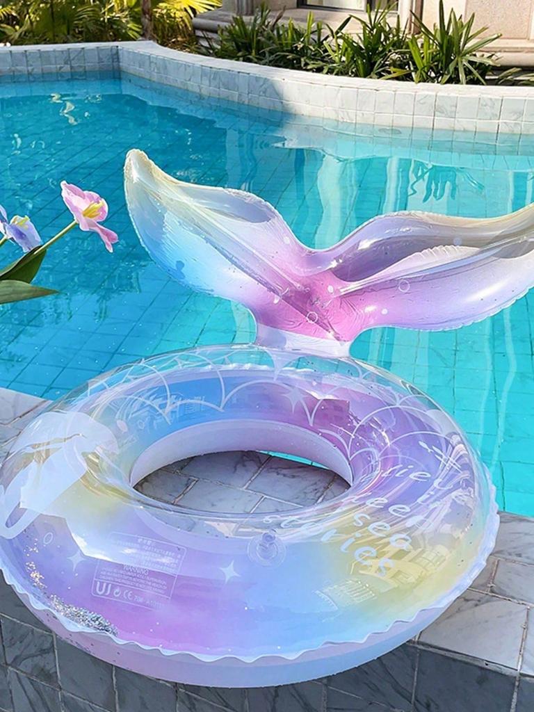 1Pcs Mermaid Underarm Swimming Ring, Transparent Thickened Glitter Buoyancy Swimming Ring