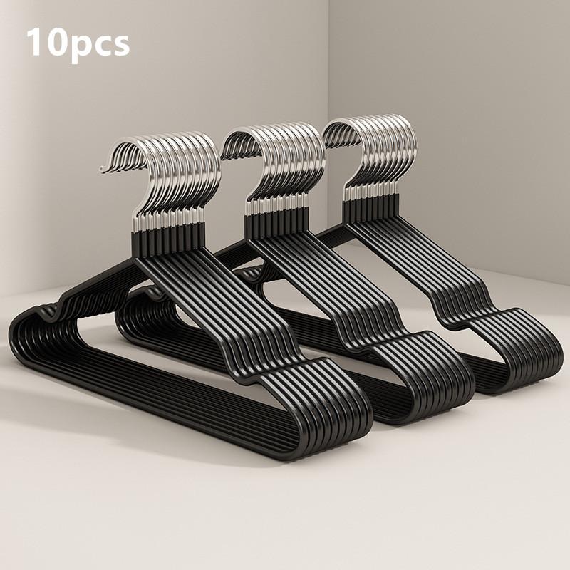 10Pcs Traceless No-slip Clothes Metal Hangers Durable Strong Household Space Saver For Organization Of Bedroom