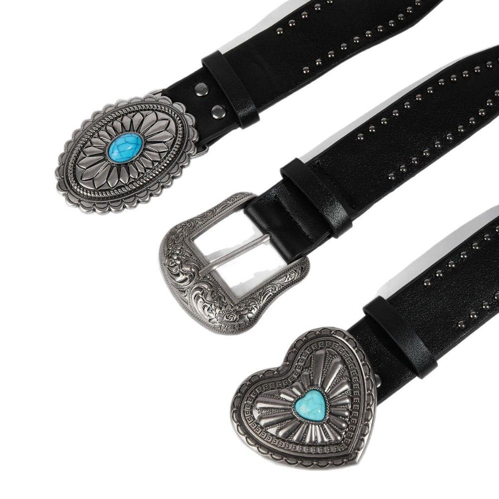Punk Wide Waistband Korean Style Y2K Girl Waistband Adjustable PU Leather Rivet Belt  Outdoor