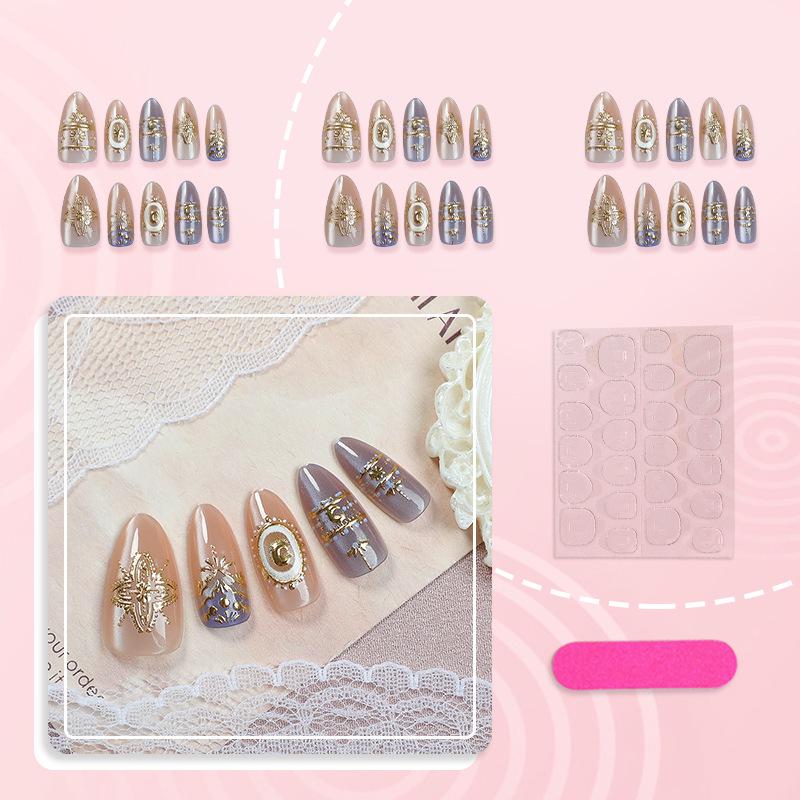 30-Piece Dream Starlight Moon Wearable Nail Set: Gold & Silver 3D Elegant Luxurious Nail Art Tips