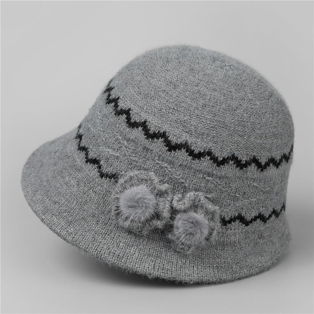Mom Wool Knitted Basin Bucket Hat, Suitable for Outdoor in All Seasons, Foreign Style M(56-58cm) серый