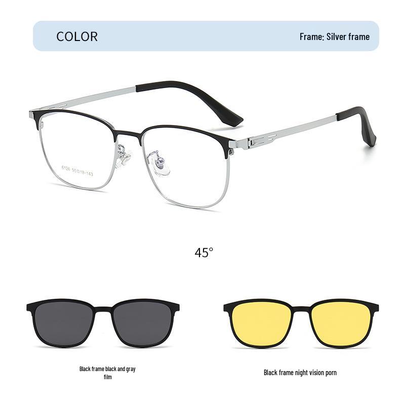 Unisex korejské magnetické klipové brýle: Sluneční brýle pro denní a noční vidění, kompatibilní s dioptrickými brýlemi.