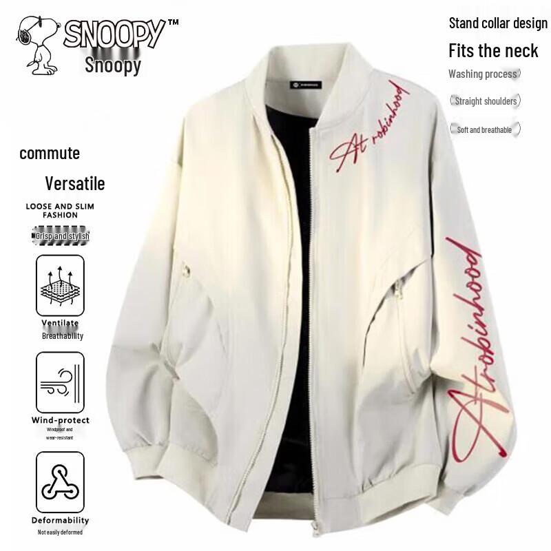 SNOOPY Men s American Style Baseball Collar Jacket L