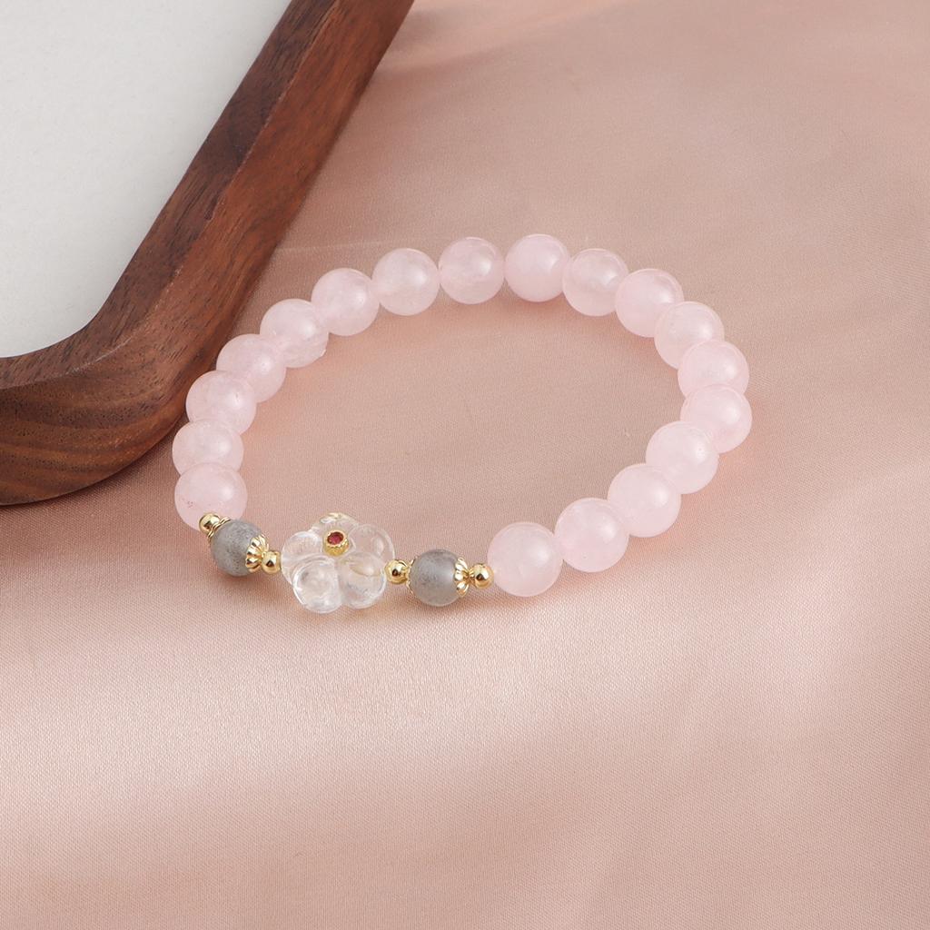 Natural powder crystal bracelet powder crystal strawberry crystal Pixiu girl heart new Chinese bracelet peach blossom wealth for girlfriend