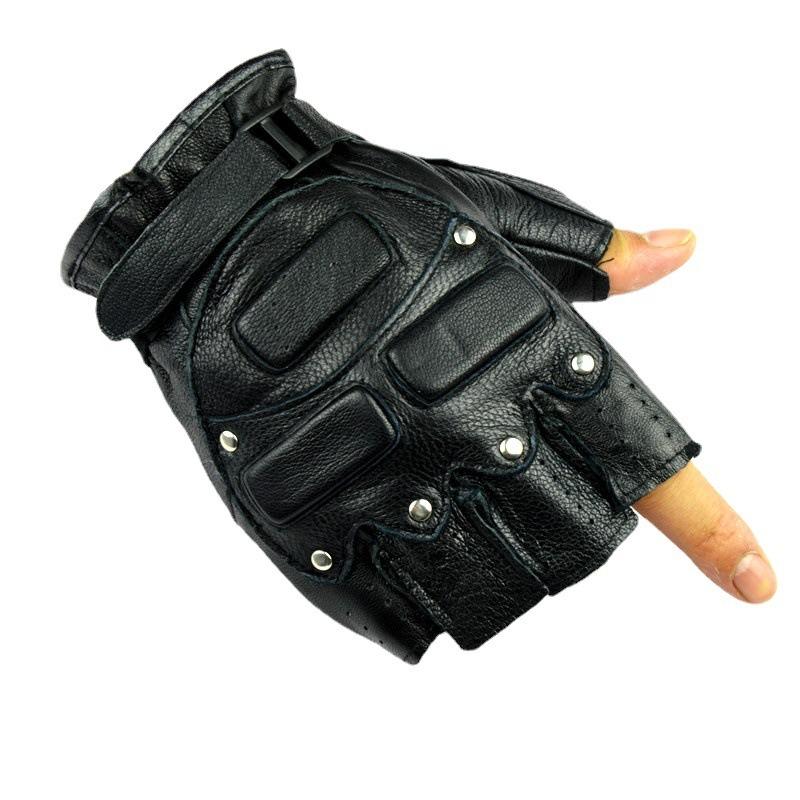 Men's Half Finger Leather Gloves, Driving Sports Open Finger Half Finger Tactical Fitness Exercise Outdoor Cycling Sheepskin Gloves