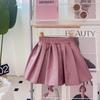 Girls' Spring & Autumn Leather Jacket & Pleated Skirt Set - BCA389