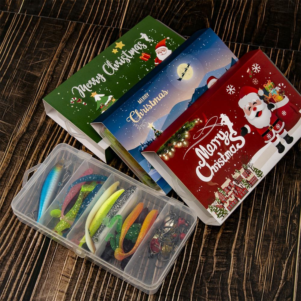Fishing Lure Advent Calendar Soft Lures Spoons Minnow Christmas Countdown Calendar Fishing Lures Set Surprise Xmas Gifts for Men