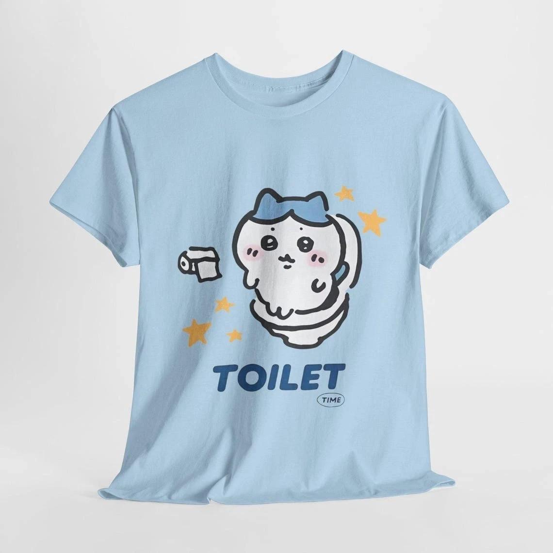 

Chiikawa Sanrio Japanese Cute Funny Toilet Meme Cotton Unisex Tee Size S-5XL L