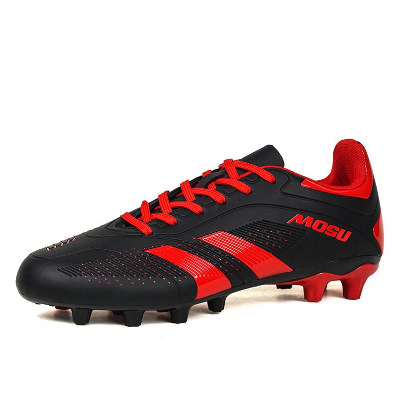 Hot Sale Black Red Football Shoes Men Soccer Cleats Outdoor Training Football Sneakers For Men Non-Slip FG/TF Men's Soccer Boot