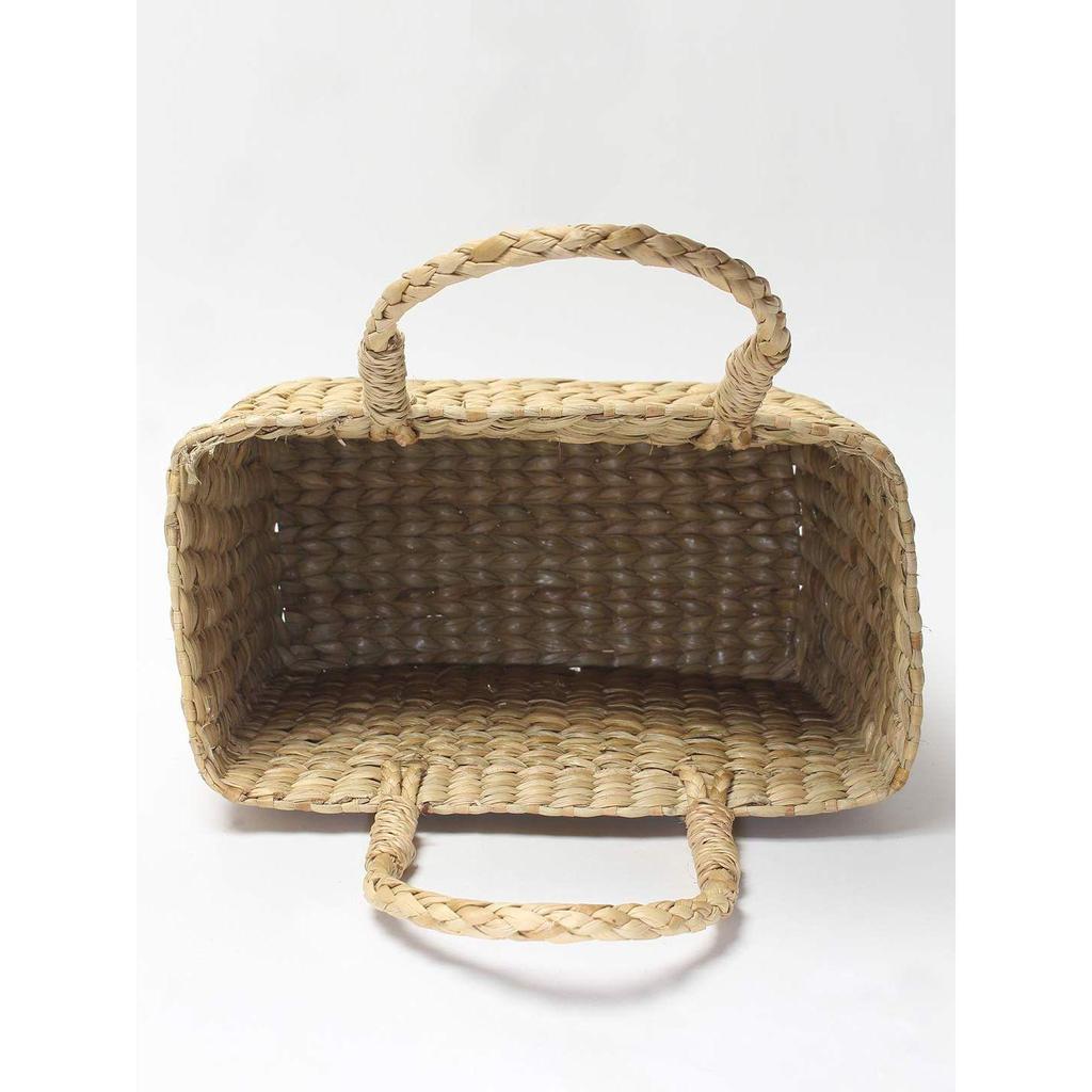 Handmade Gift Hamper Baskets|Decorative Storage Baskets|Clothes Storage Baskets|Fruit Baskets (Small Rectangular (26 * 18 * 11)) Dry Grass