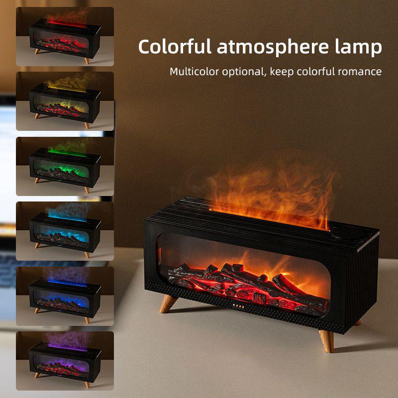 USB Simulated Fireplace Flame Humidifier & Night Light for Home & Bedroom