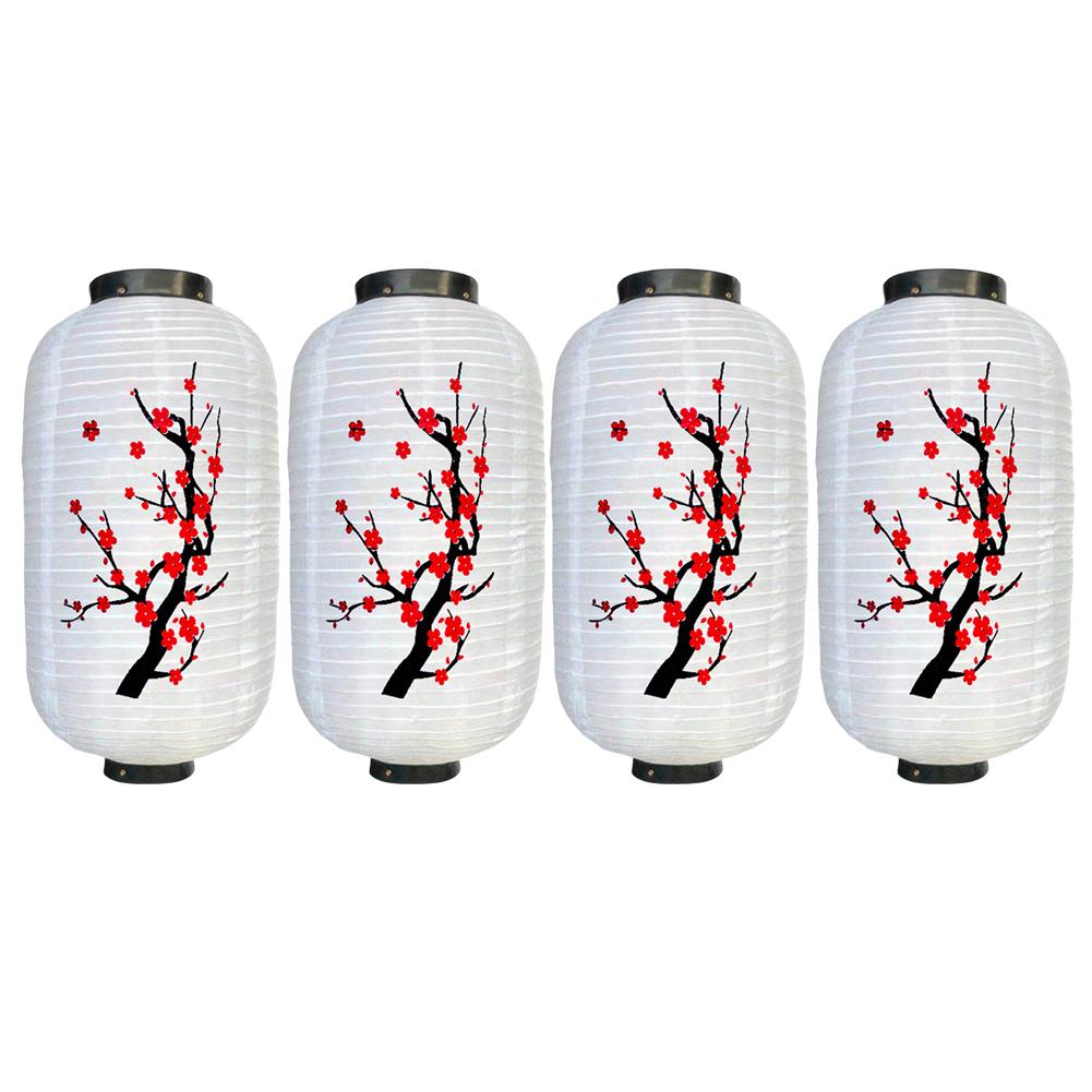 4Pcs Plum Lantern Japanese Style Lantern Decorative Cloth Lantern 25cm Hanging Lantern Waterproof for Home Restaurant Yard