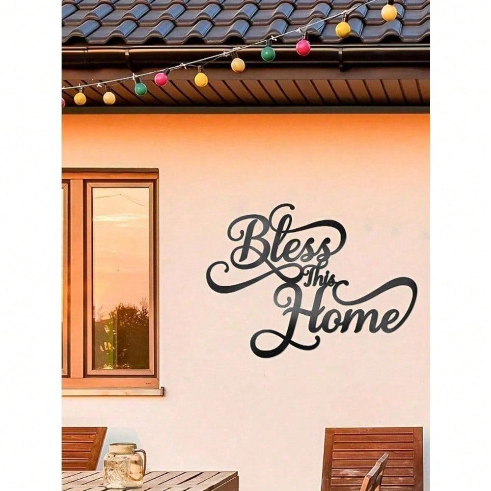 Modern Metal Wall Art Bless This Home Farmhouse Decor Waterproof Rust Resistant Sign for Living Room Bedroom Bathroom Kitchen Housewarming Gift