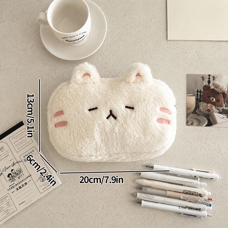 Cute Plush Animal Pencil Case Stationery Pen Bag Portable Makeup Bag Student Sundry Organizer Pouch Back To School Gifts