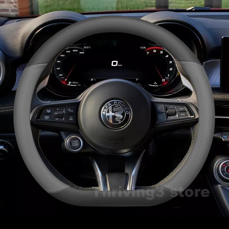 Leather Car Steering Wheel PC Cover For Alfa Romeo Tonale 2019-2025 Covers For Covers Auto interior Alfa Romeo Tonale Accessories