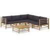 VidaXL Garden Furniture Set, 6 Pcs with Dark Grey Cushions Bamboo