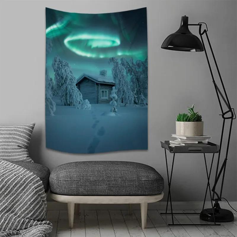 

Гобелен с принтом «Звездная ночь» и изображением Авроры для украшения стен дома, гобелен для спальни, гостиной 100x75cm